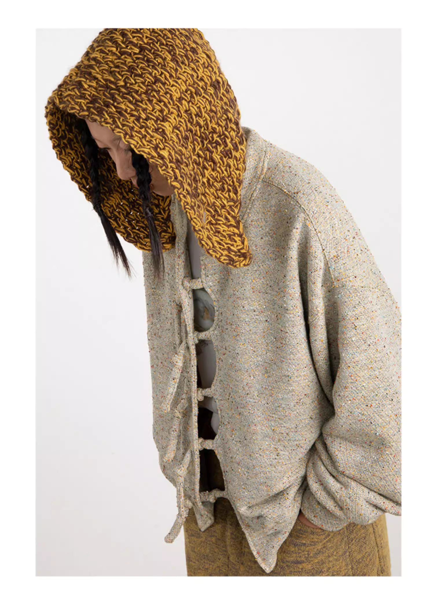 Reversible Knit Cardigan with Frog Closures