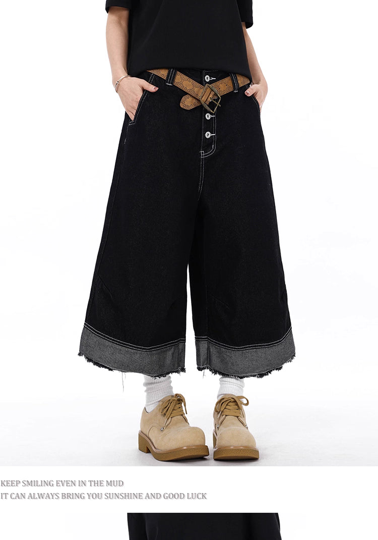 Cropped Wide-Leg Utility Denim