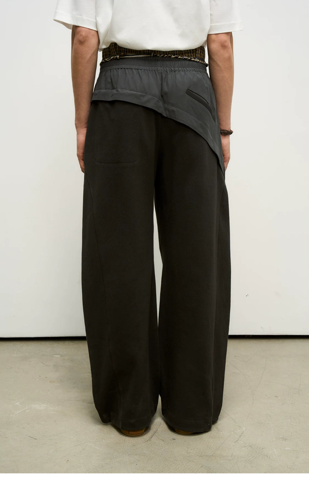Layered Piqué Wide-Leg Trousers