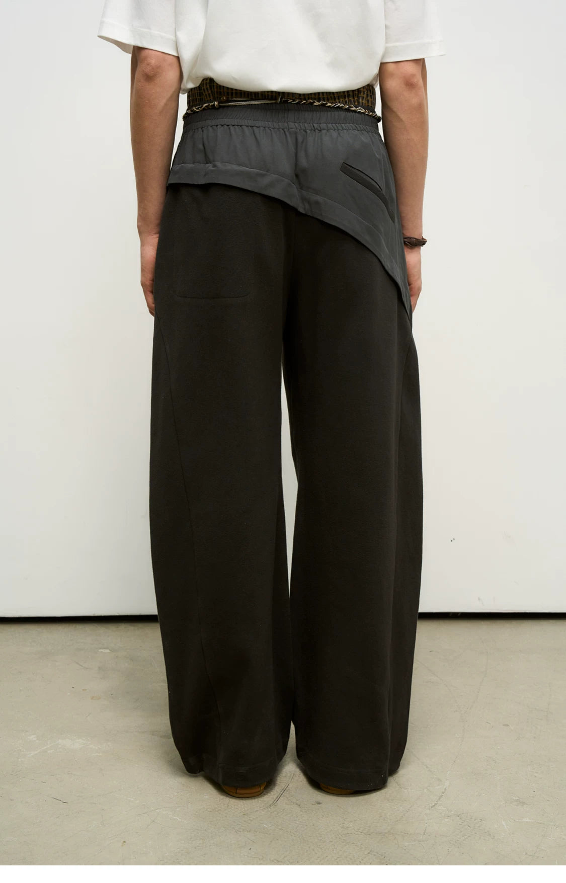 Layered Piqué Wide-Leg Trousers