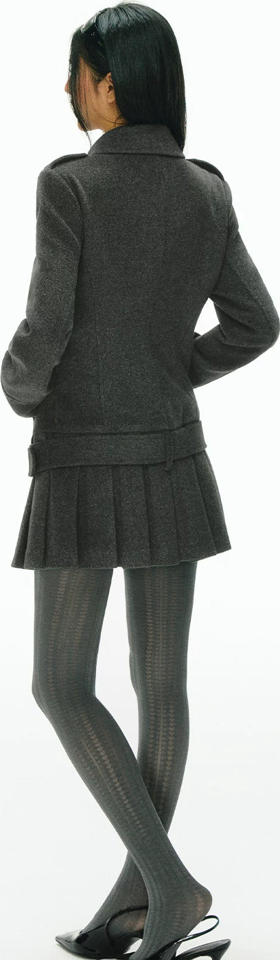 Miranda Double-Breasted Pleat Coat Dress