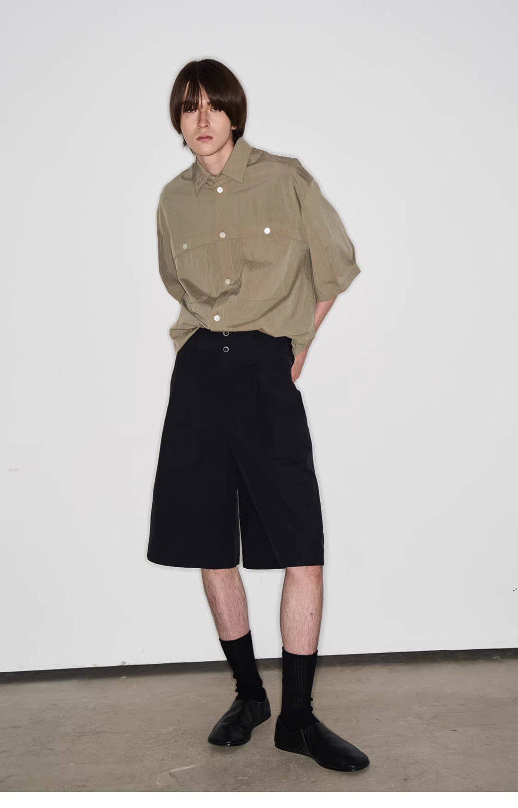 Fluid State Lapel Collar Button-Up Shirt