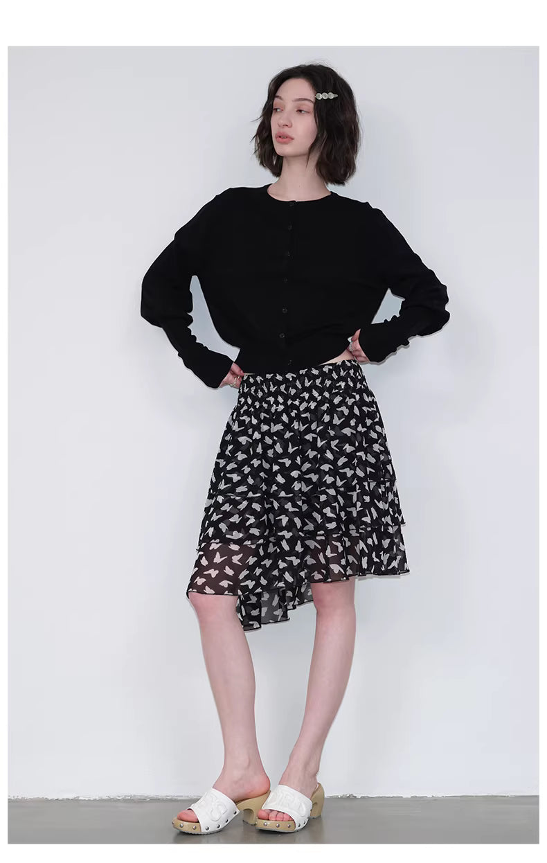 Lantern Sleeve Cardigan in Black Ink or White