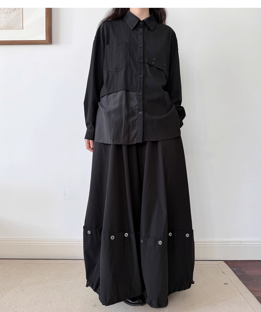 Button Detail Skirt Pants