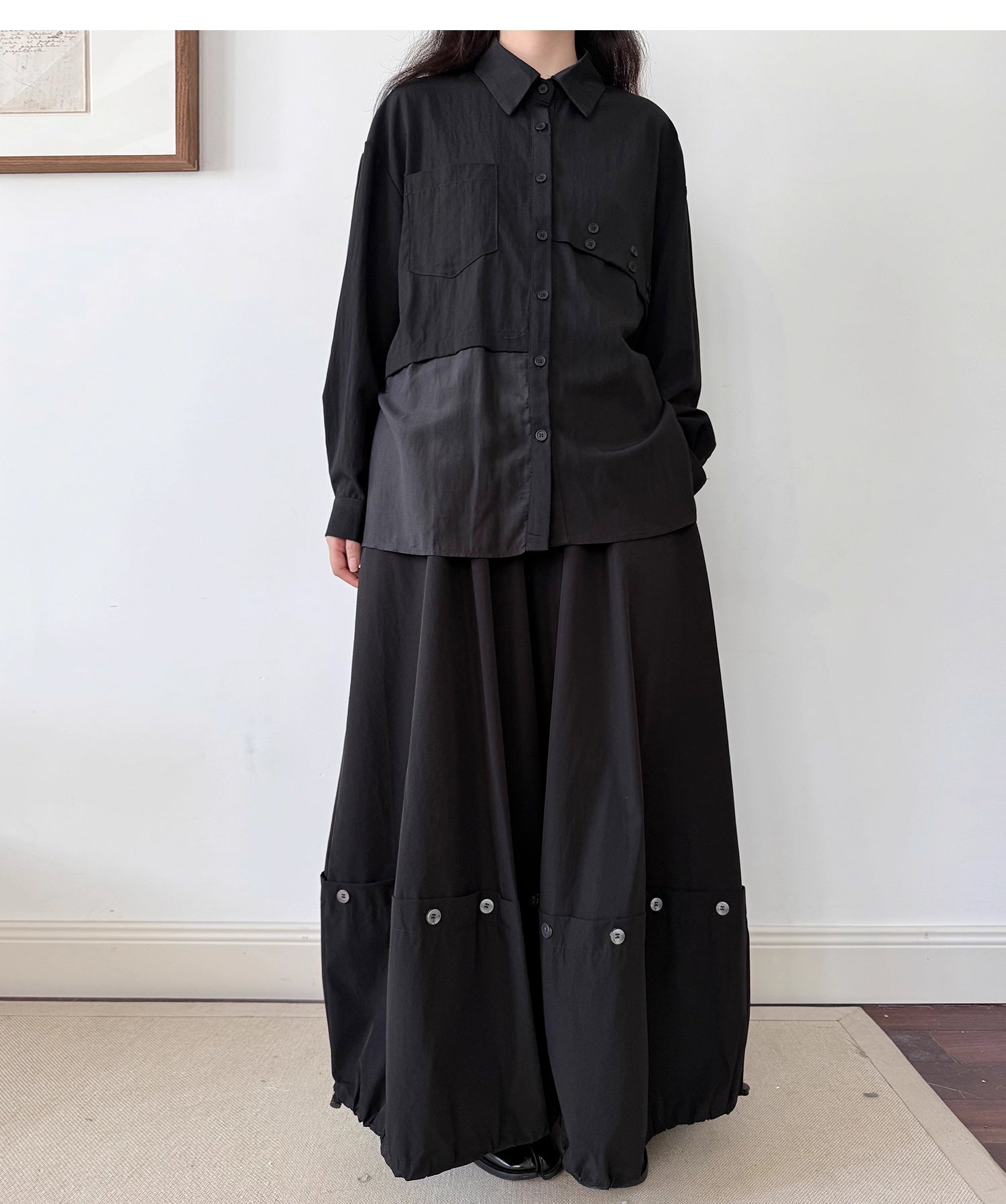 Button Detail Skirt Pants