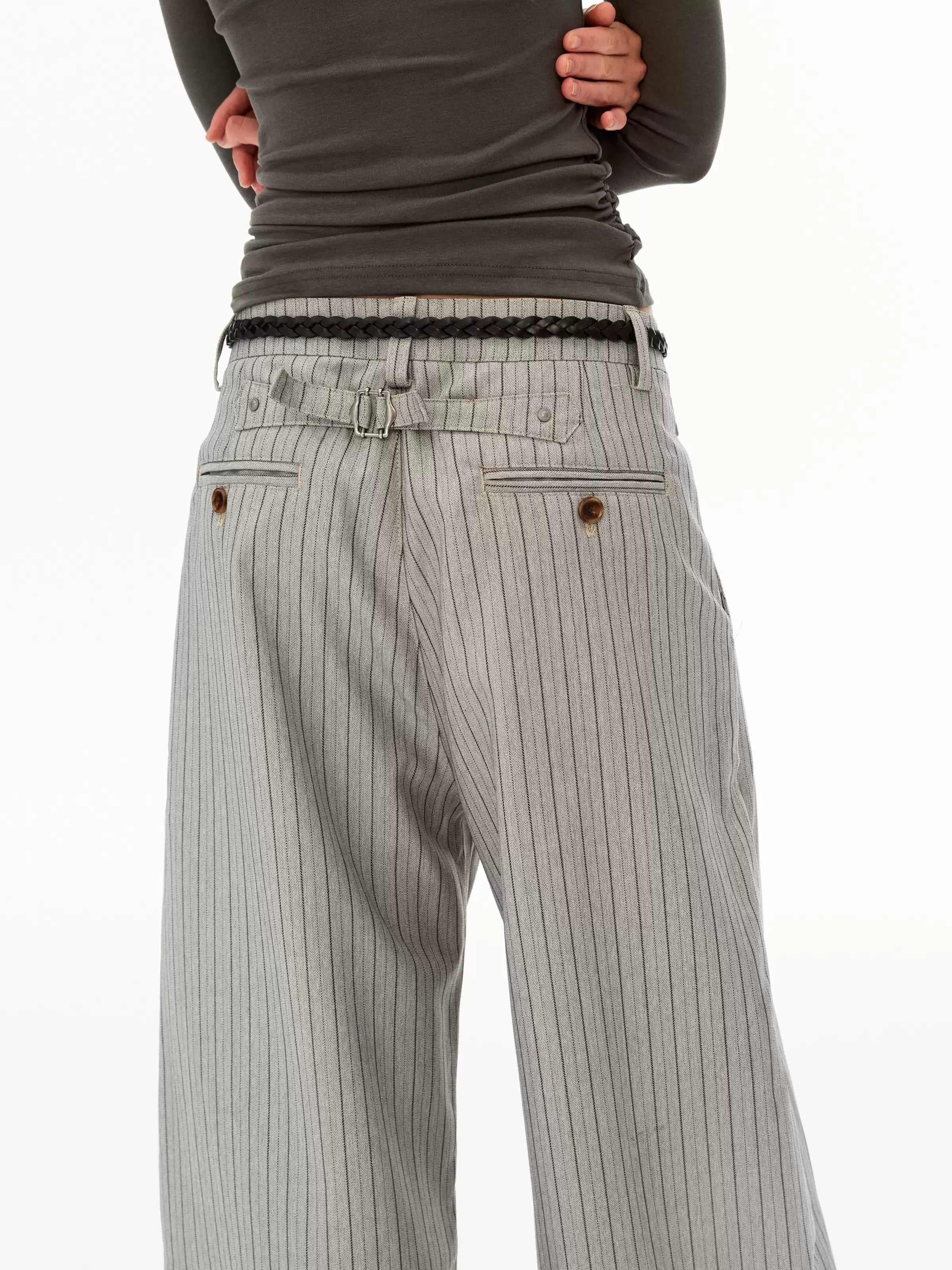 Pinstripe Wide-Leg Trousers