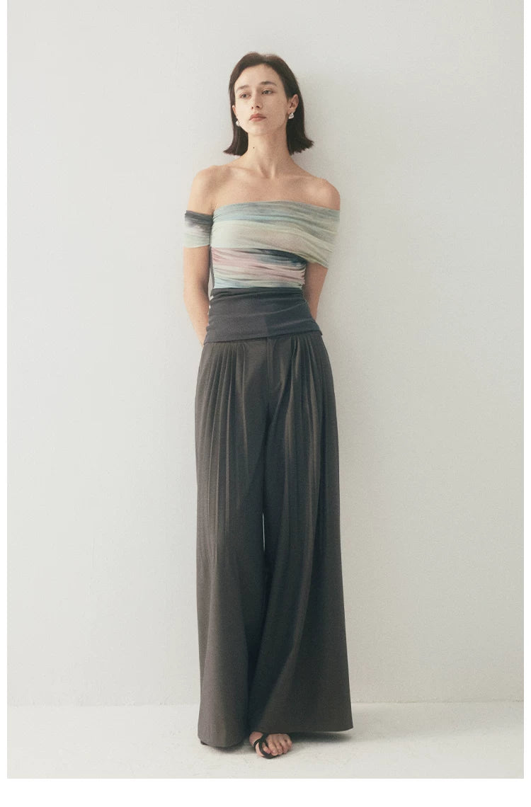 One-Shoulder Art Star Mesh Top