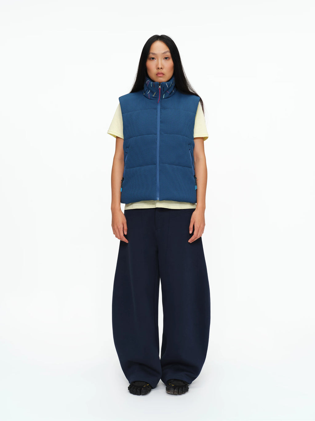 Scatter Stitch Waffle Vest in Prussian Blue