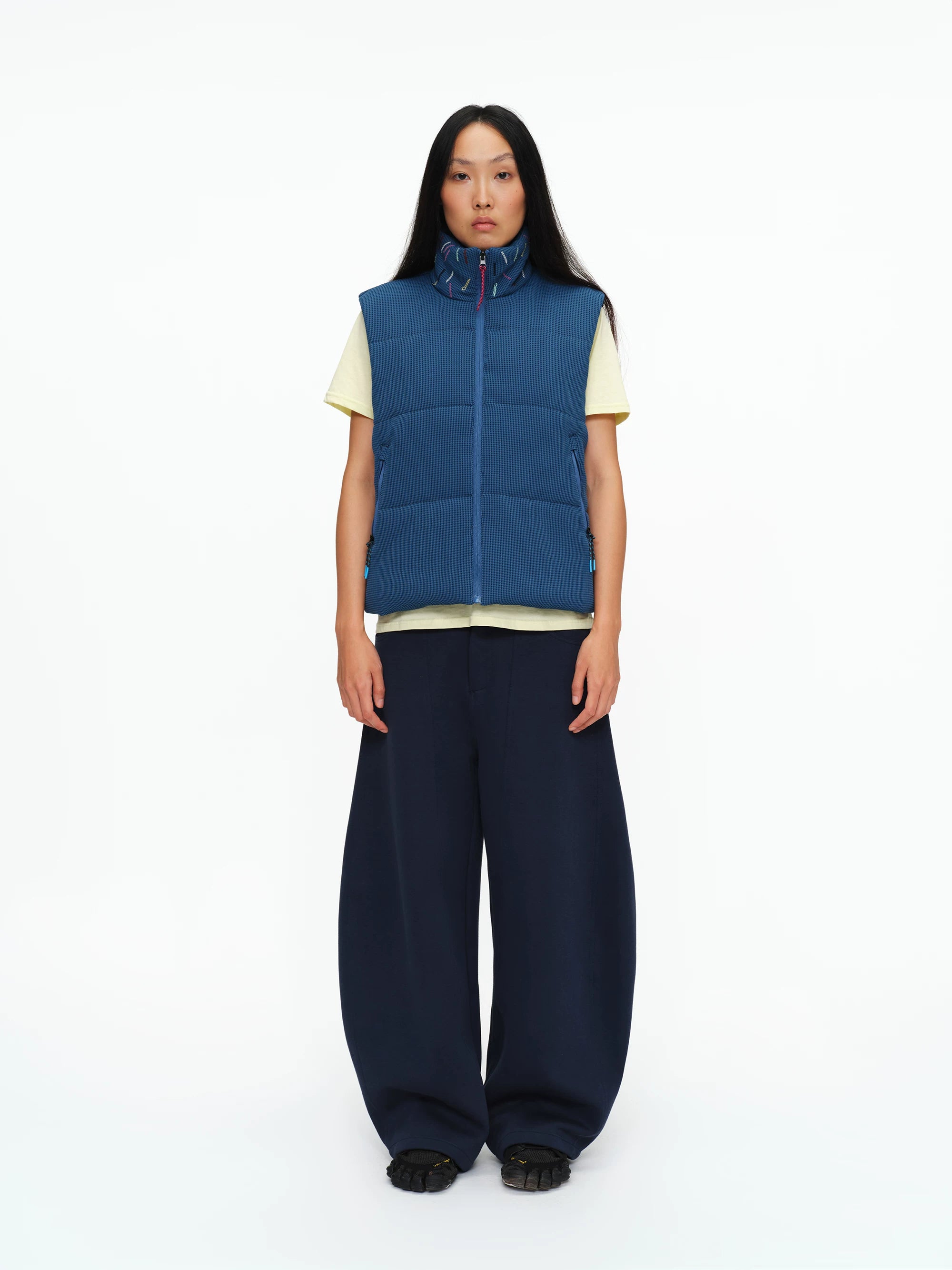 Scatter Stitch Waffle Vest in Prussian Blue