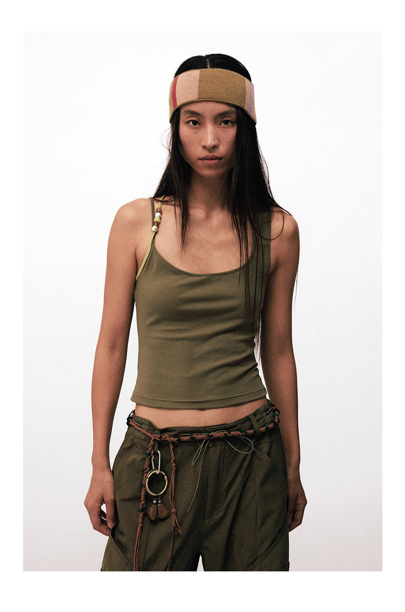 Asymmetric Halter Bead Top