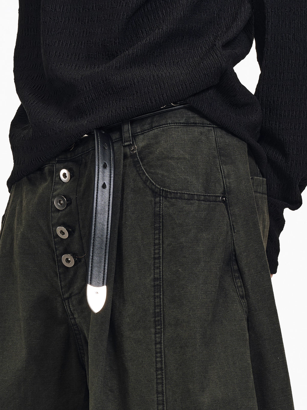 Faded Wide-Leg Pants in Deep Moss