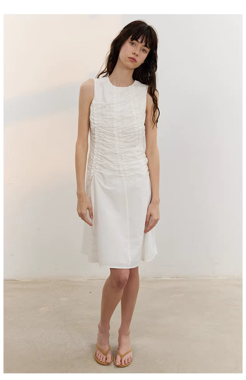 Arbour Ruched Column Dress in White or Black Ink