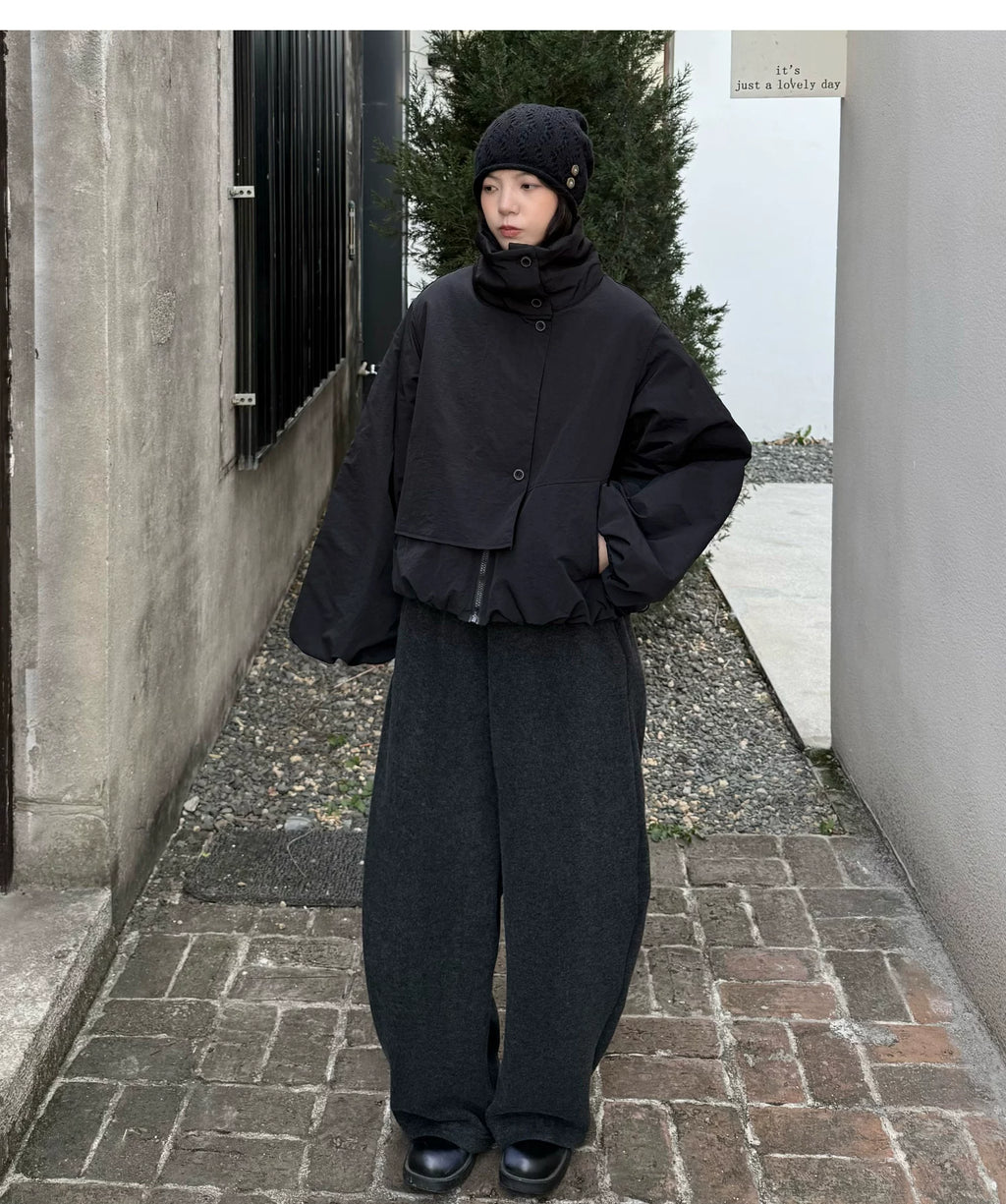 Vector Overlap Funnel-Neck Blouson