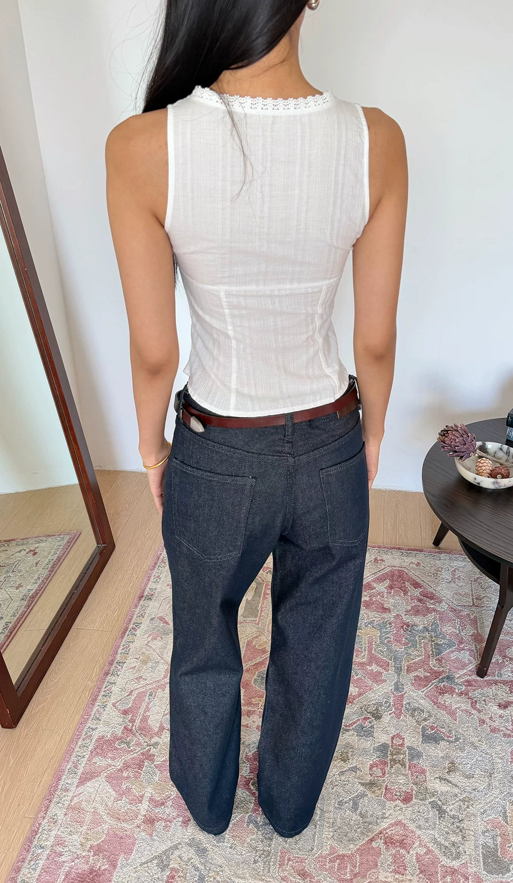 Lace Panel Button Tank