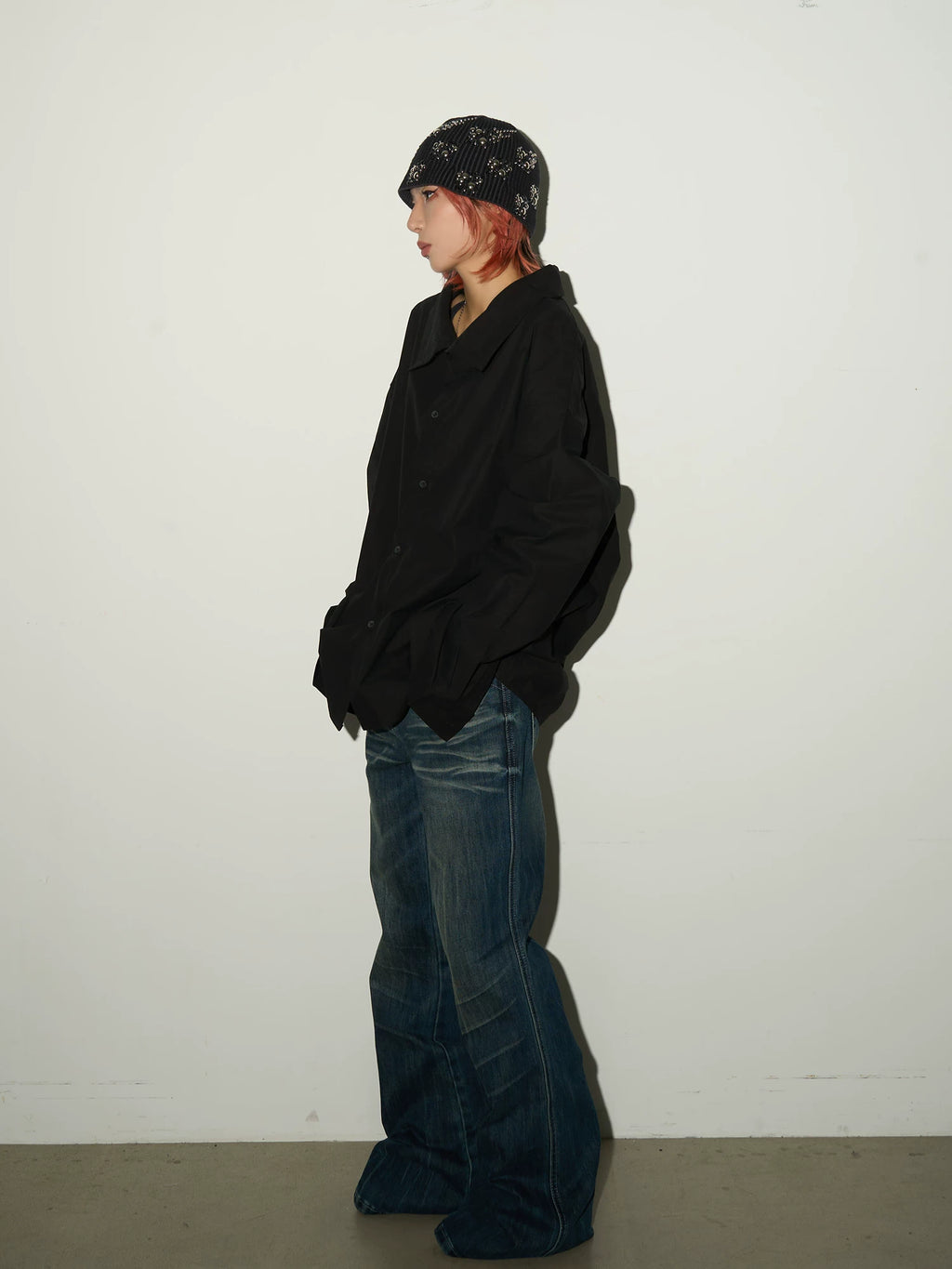 Stand Collar Oversized Shirt