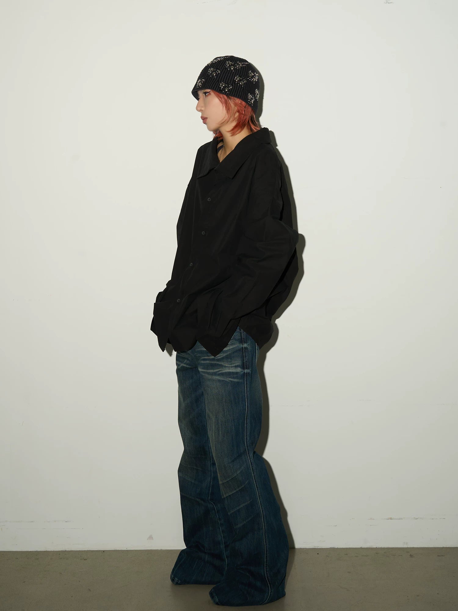 Stand Collar Oversized Shirt