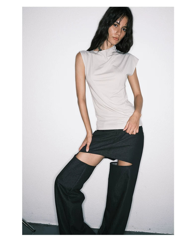 Contour Seam Cap Sleeve Top