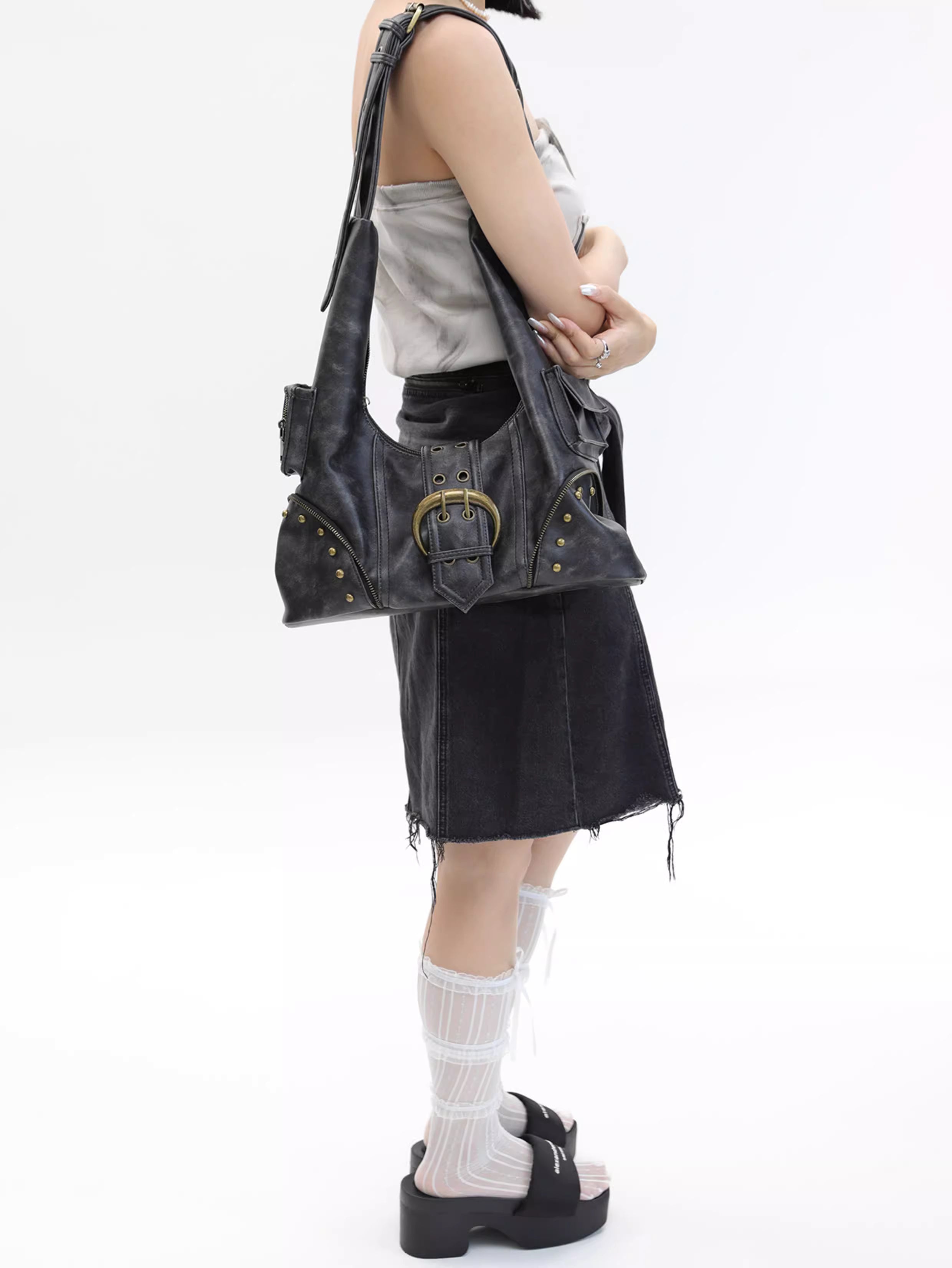 Buckle Utility Shoulder Bag