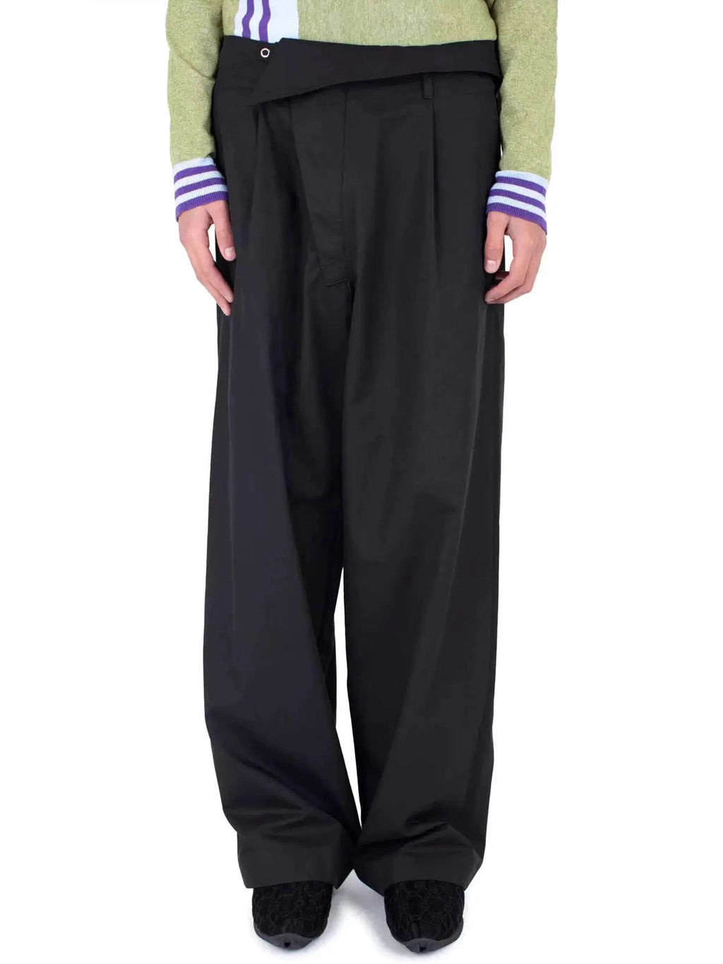 Architectural Drape Pants with Waist Overlap