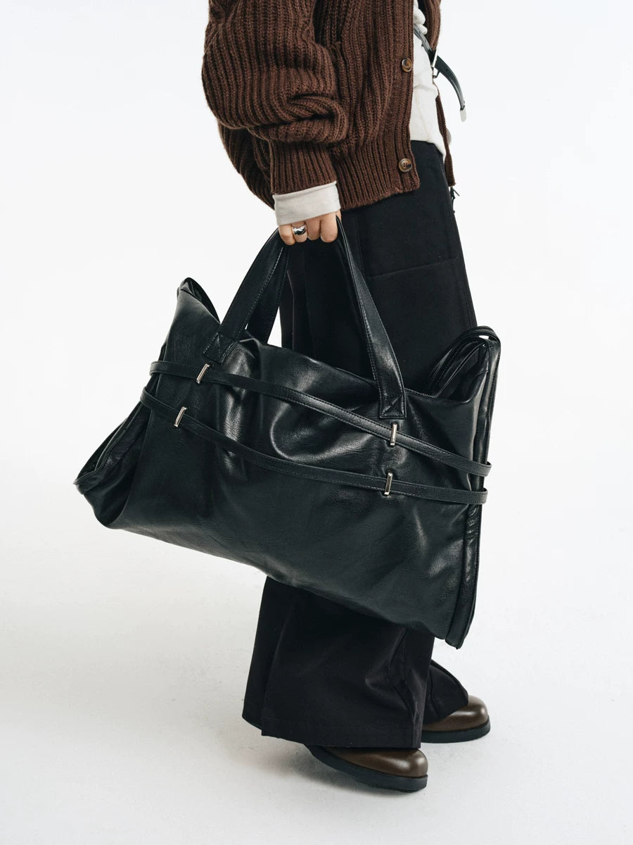 Strapped Buckle Soft-Structure Shoulder Bag