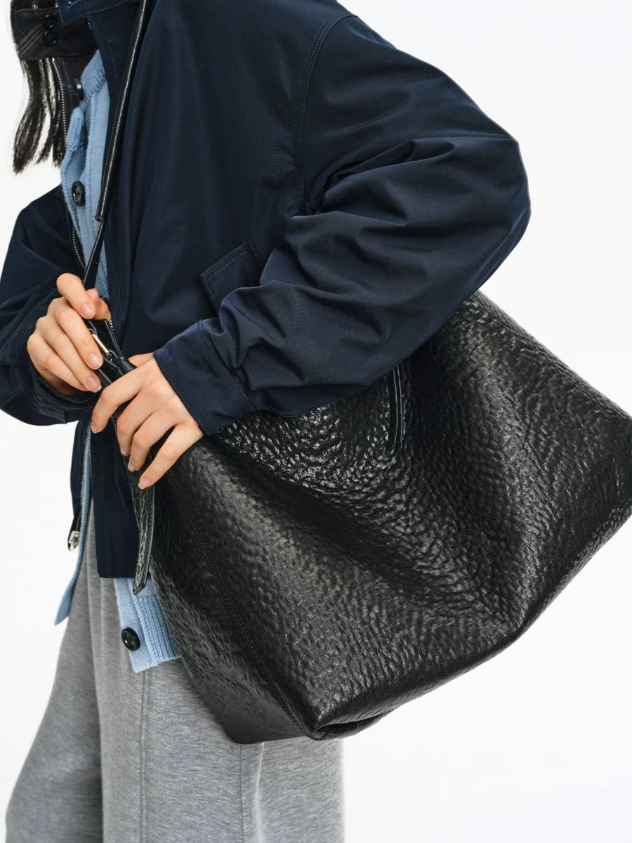 Textured Oversized Slouch Shoulder Bag