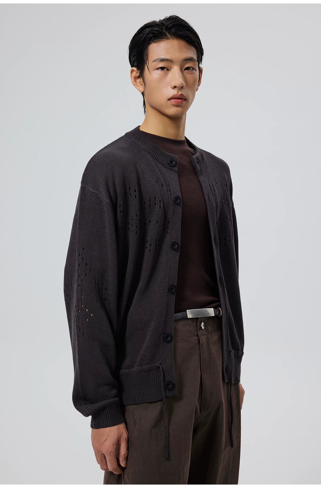 Perforated Knit Cardigan