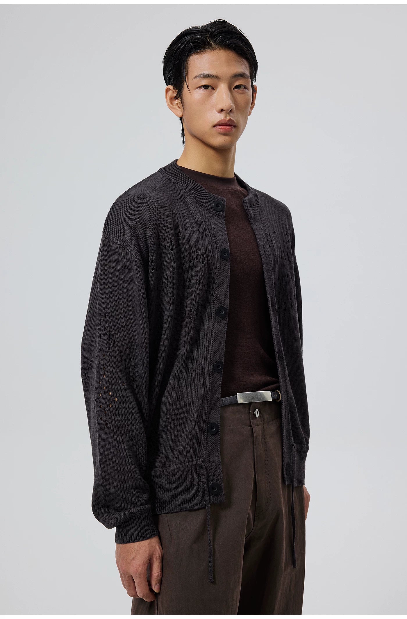 Perforated Knit Cardigan