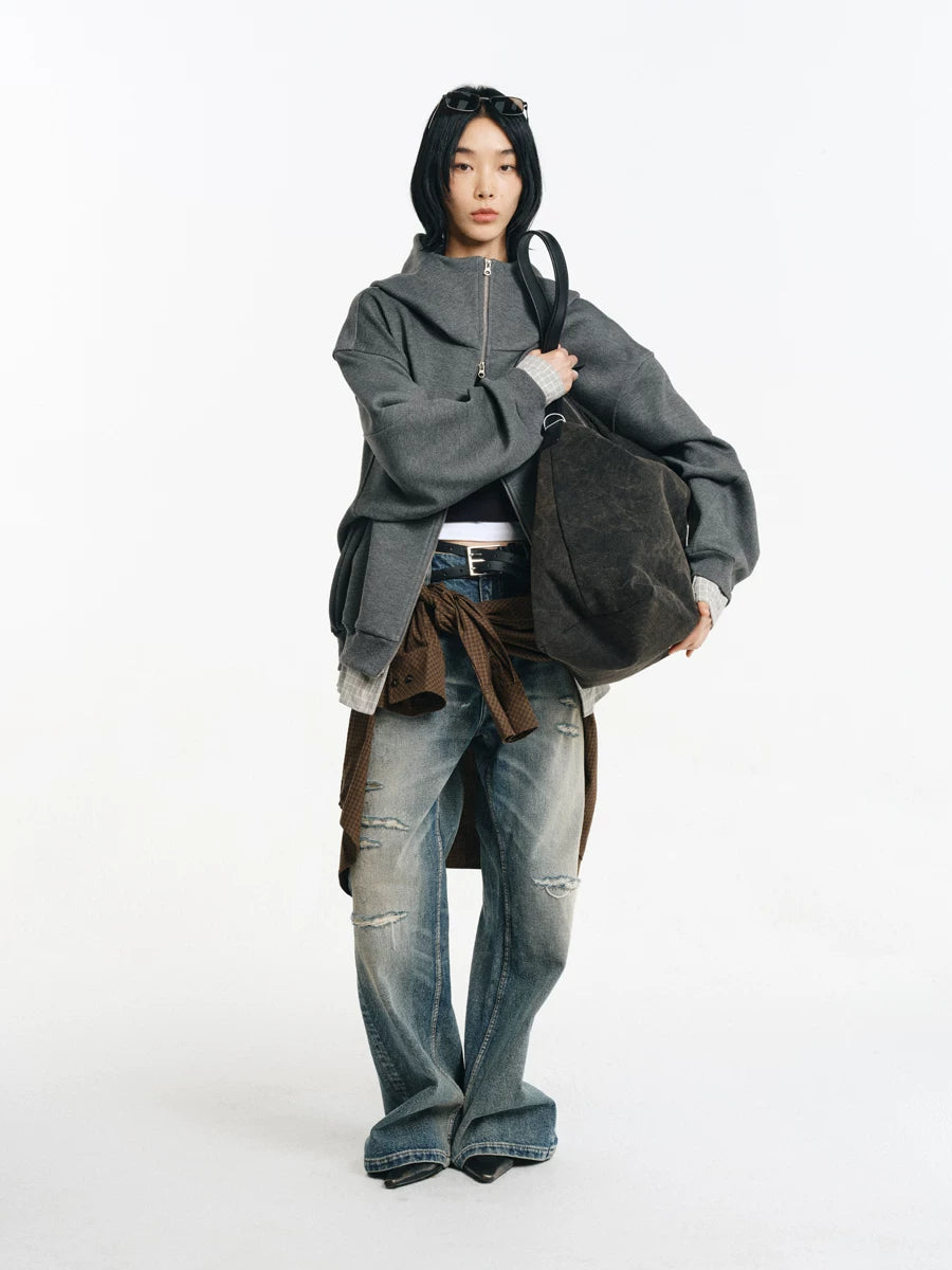 Detachable Plaid Layer Hoodie