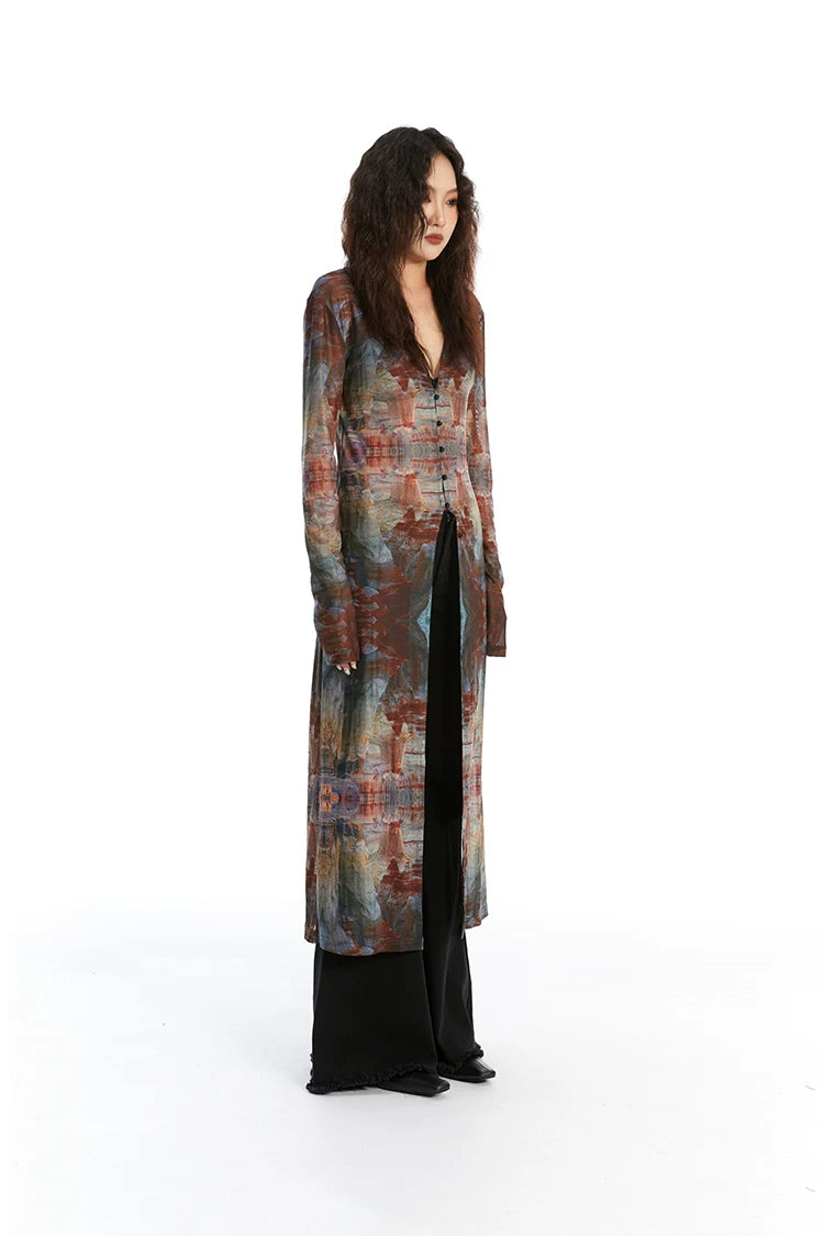 Veil Fresco Sheer Cardigan Dress