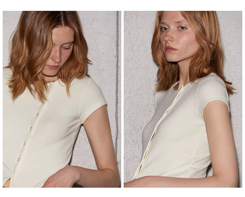 Asymmetric Snap-Front Baby Tee