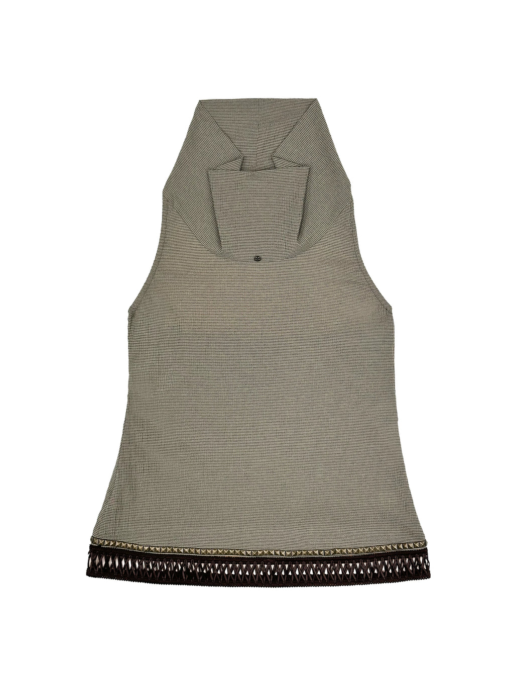 Studded Check Cowl Halter Top