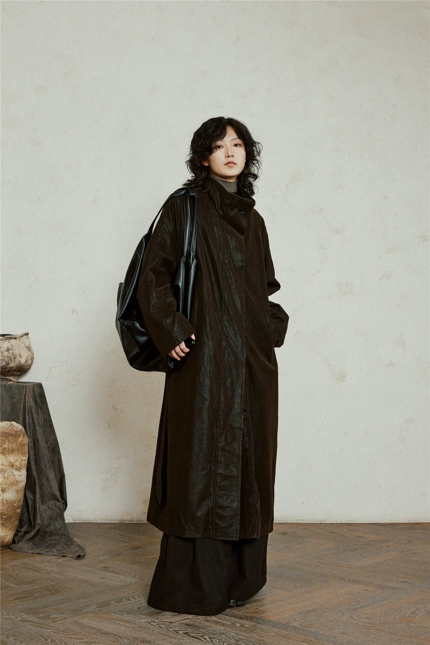 Nomad Matte Leather Trench Coat