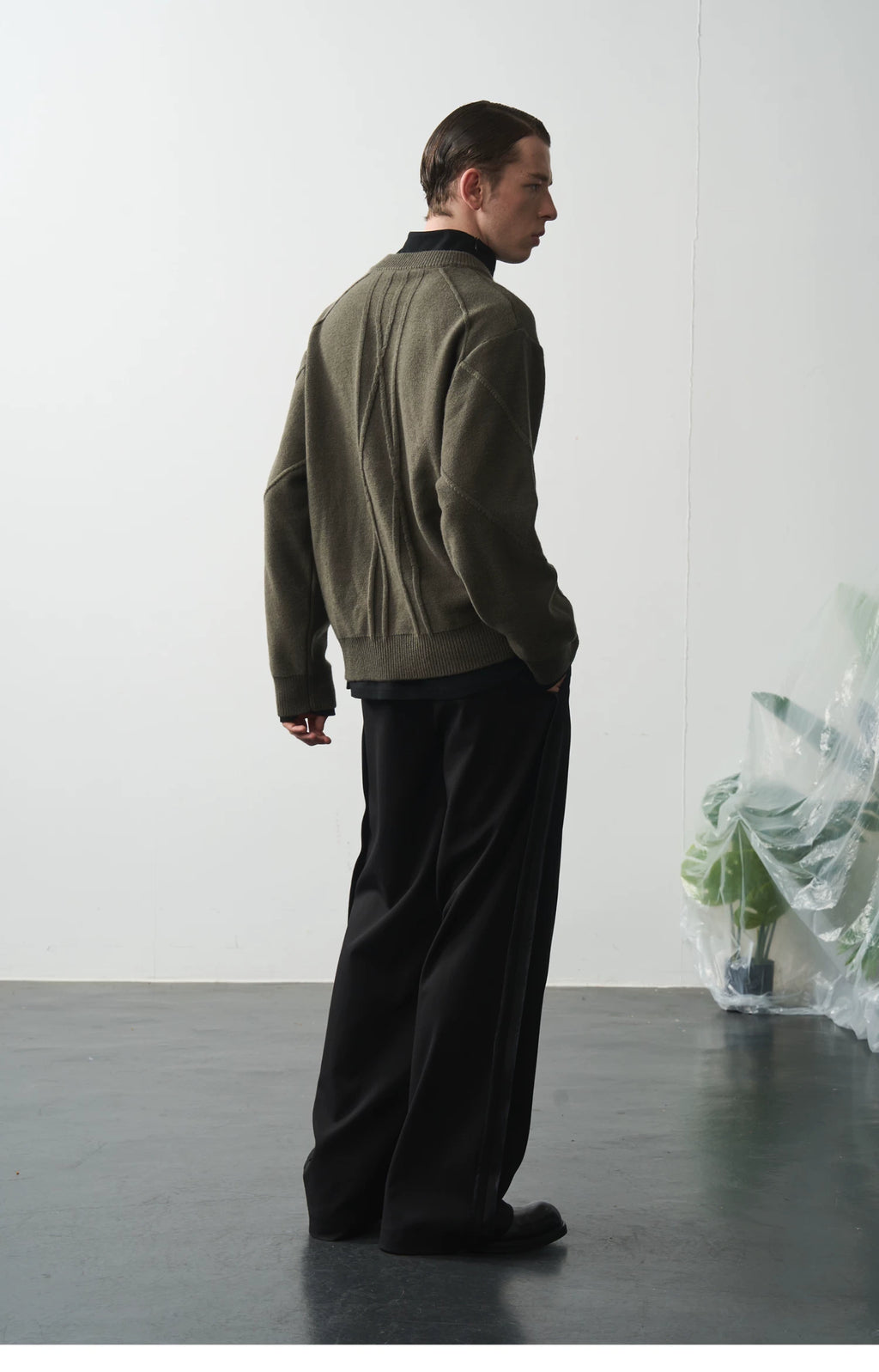 Gridline Wool Blend Knit