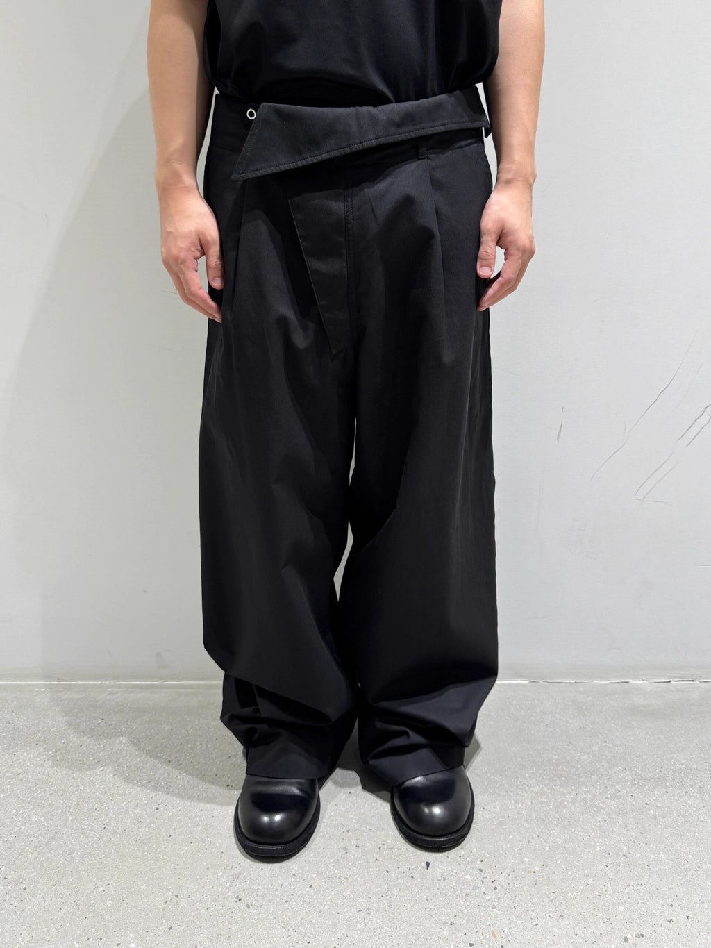 Architectural Drape Pants with Waist Overlap
