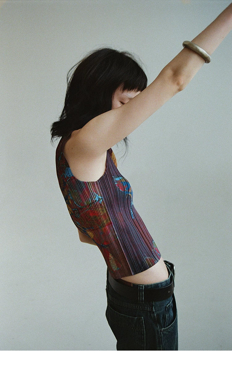 Chromatic Verdant Pleat Tank