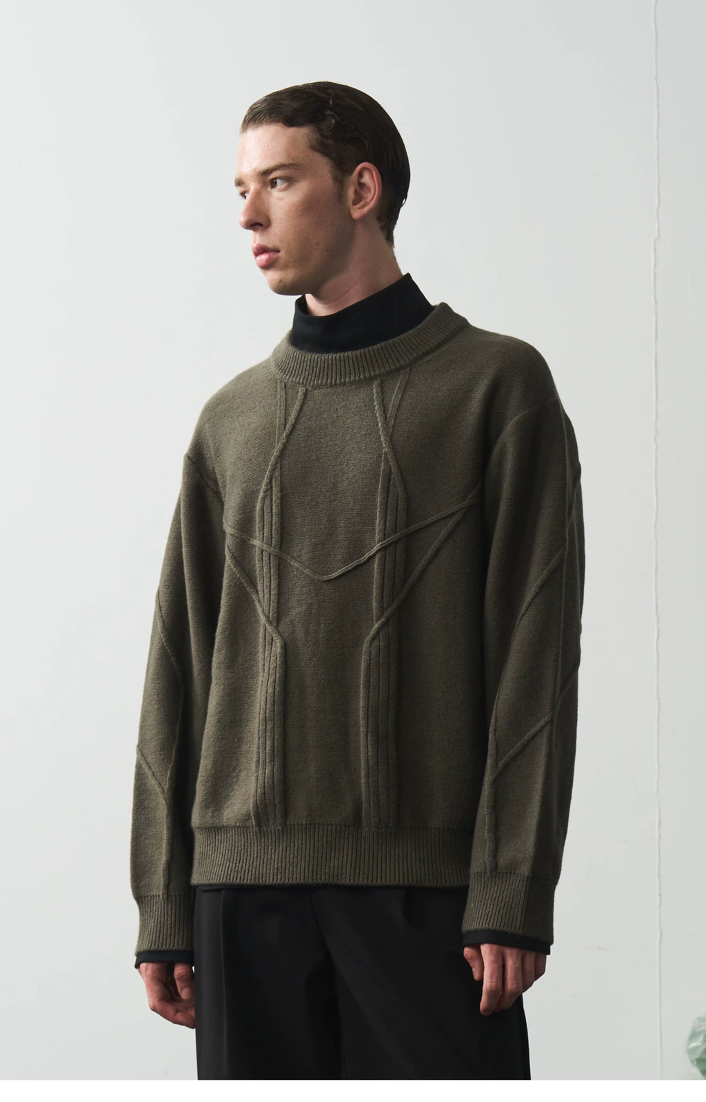 Gridline Wool Blend Knit