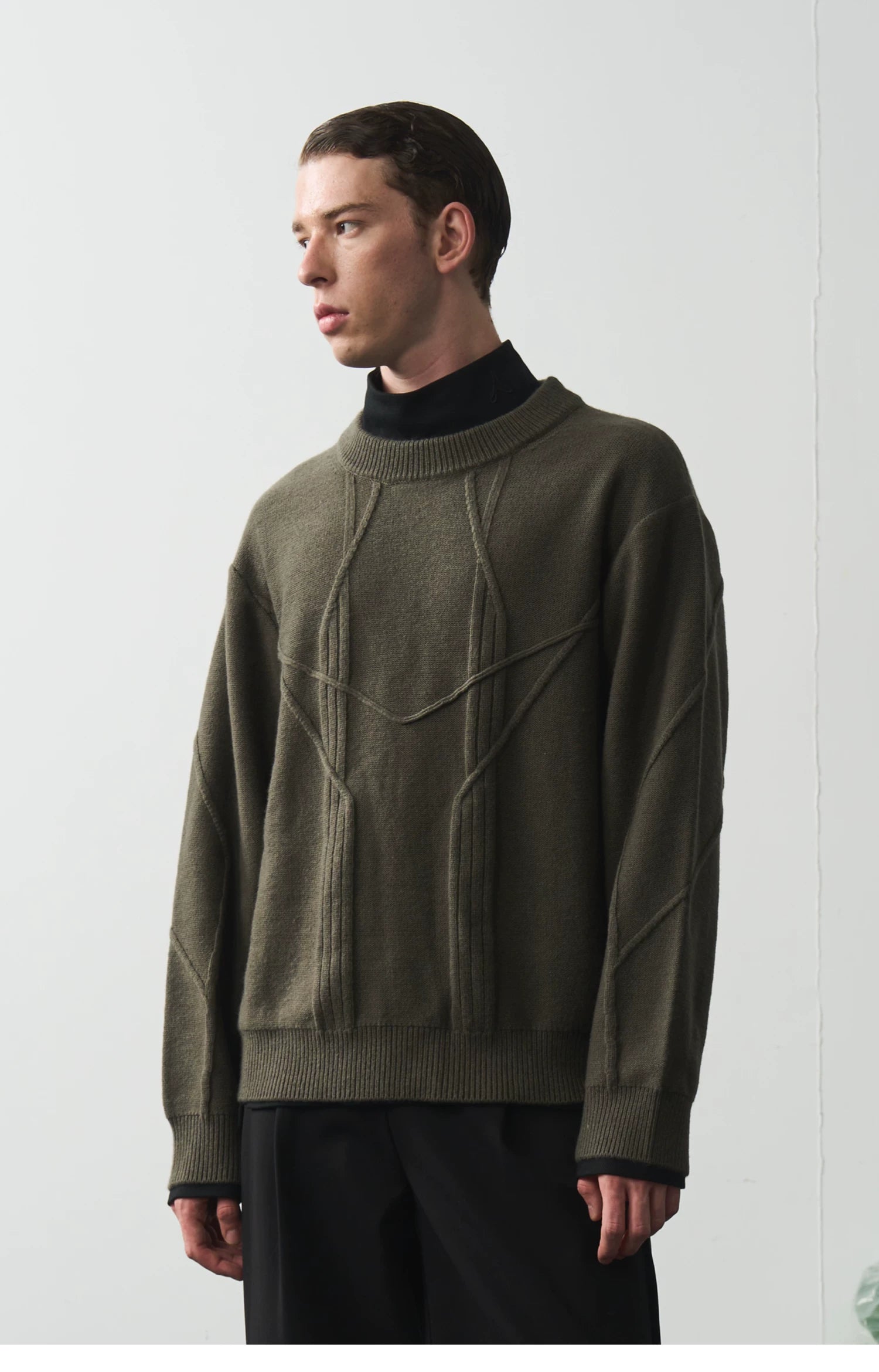 Gridline Wool Blend Knit