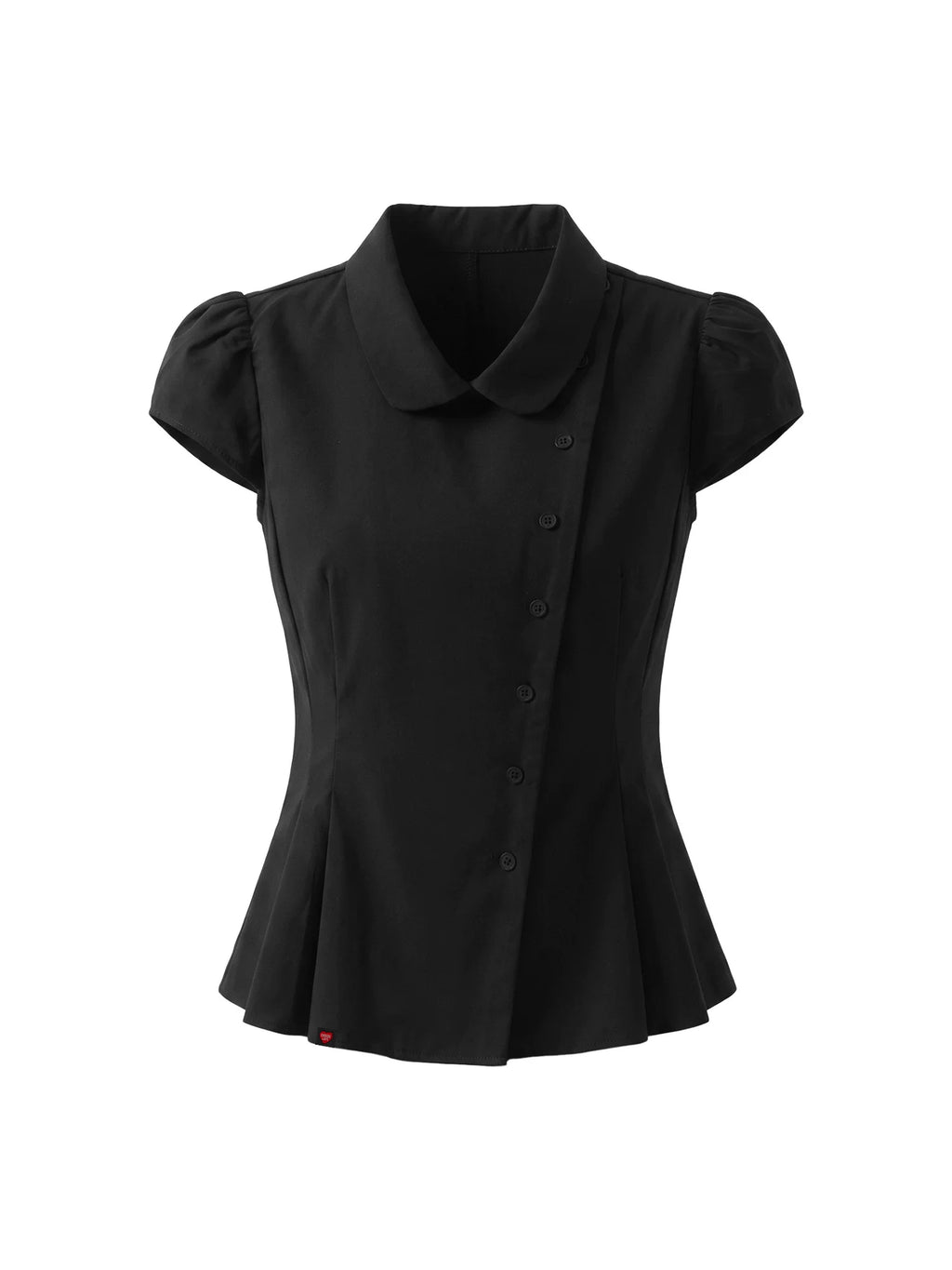Asymmetric Button Peplum Shirt