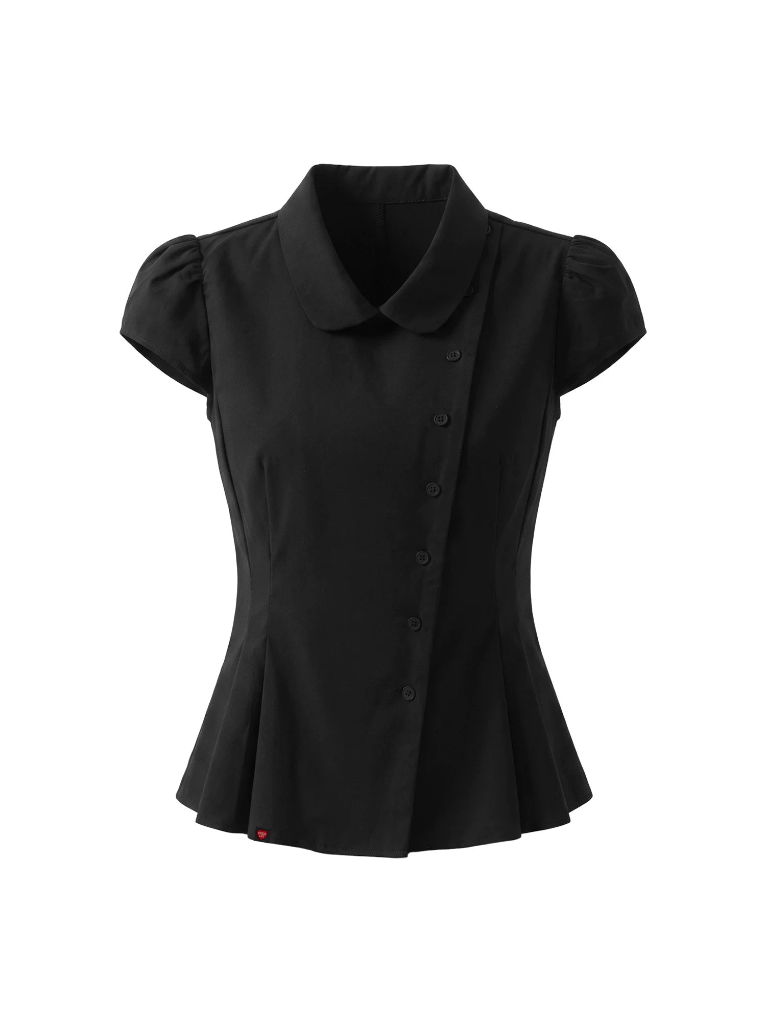 Asymmetric Button Peplum Shirt