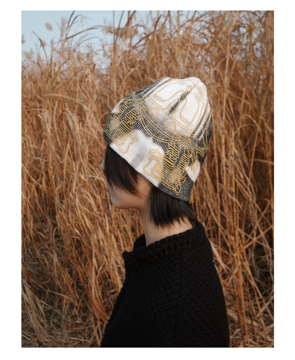 尤奋 Euphoria All-Over Graphic Knitted Beanie