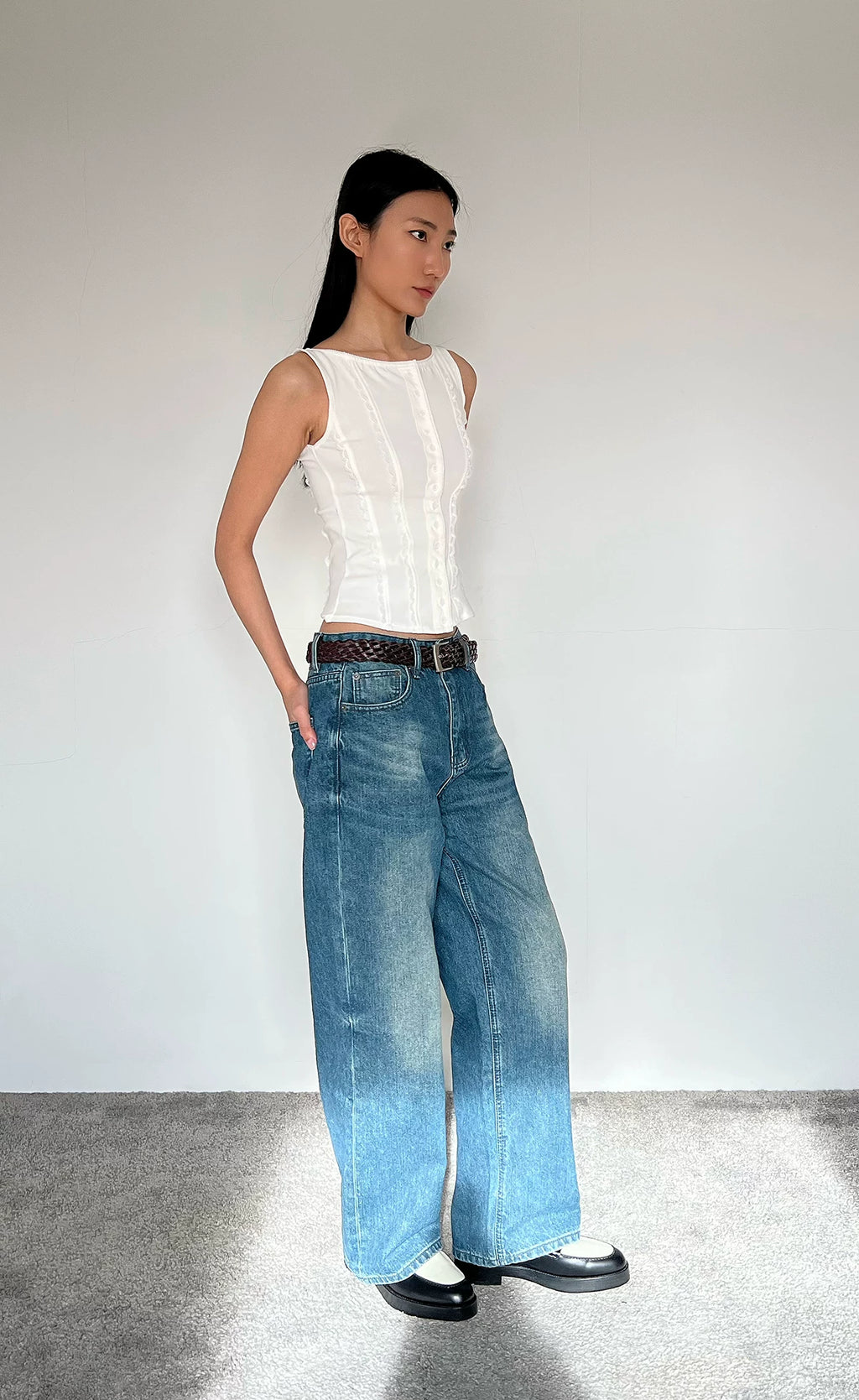 Contour Button Cotton Tank