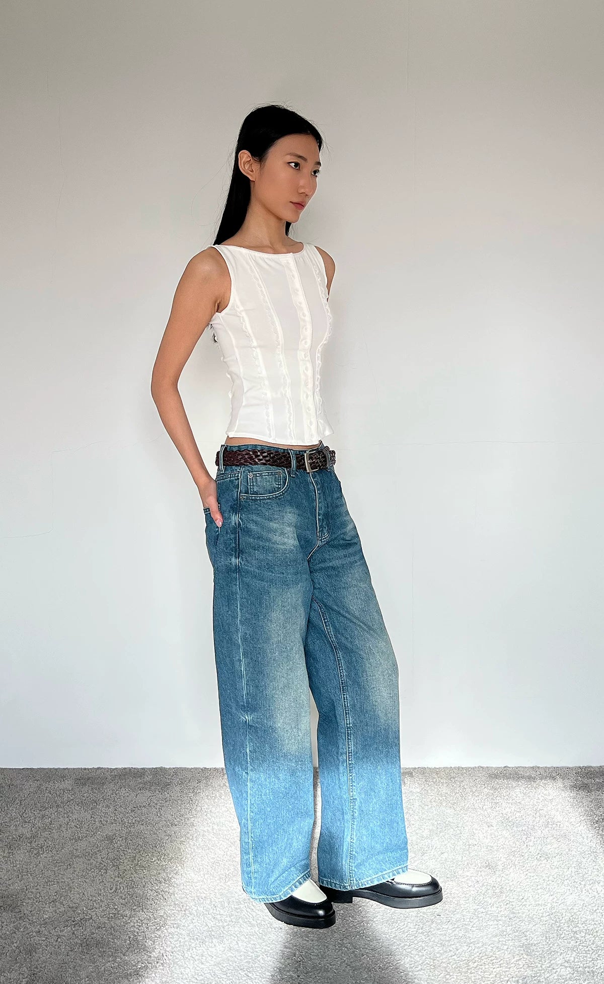 Contour Button Cotton Tank