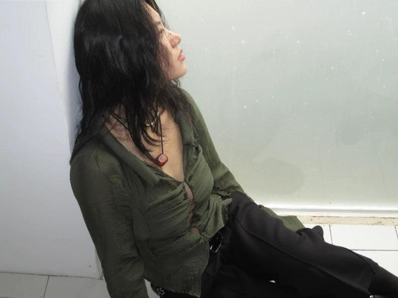 Ring-Link Sheer Blouse