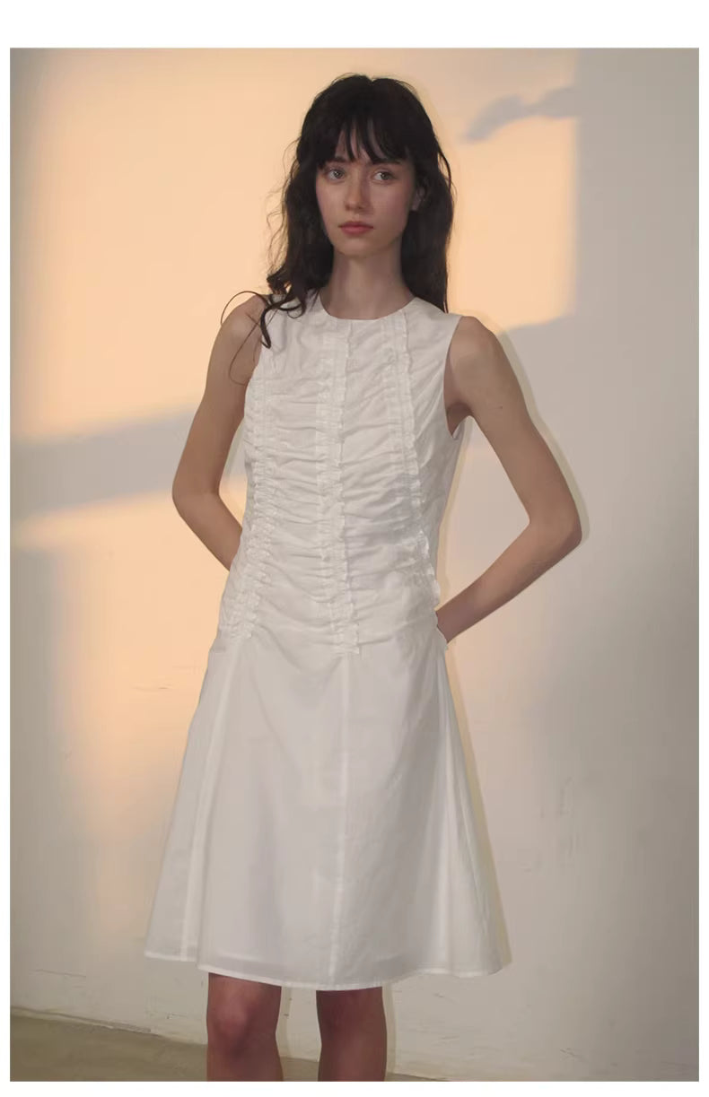 Arbour Ruched Column Dress in White or Black Ink