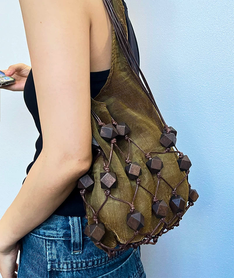 Cord Lattice Bead Bag