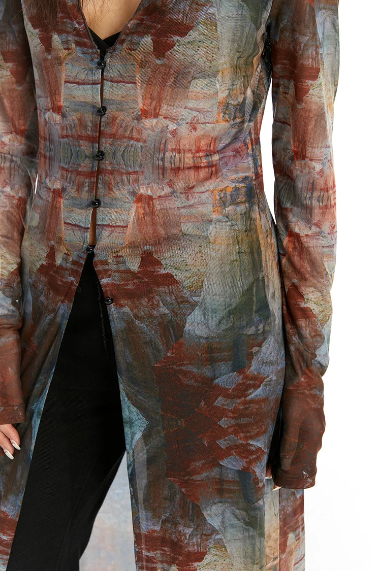 Veil Fresco Sheer Cardigan Dress