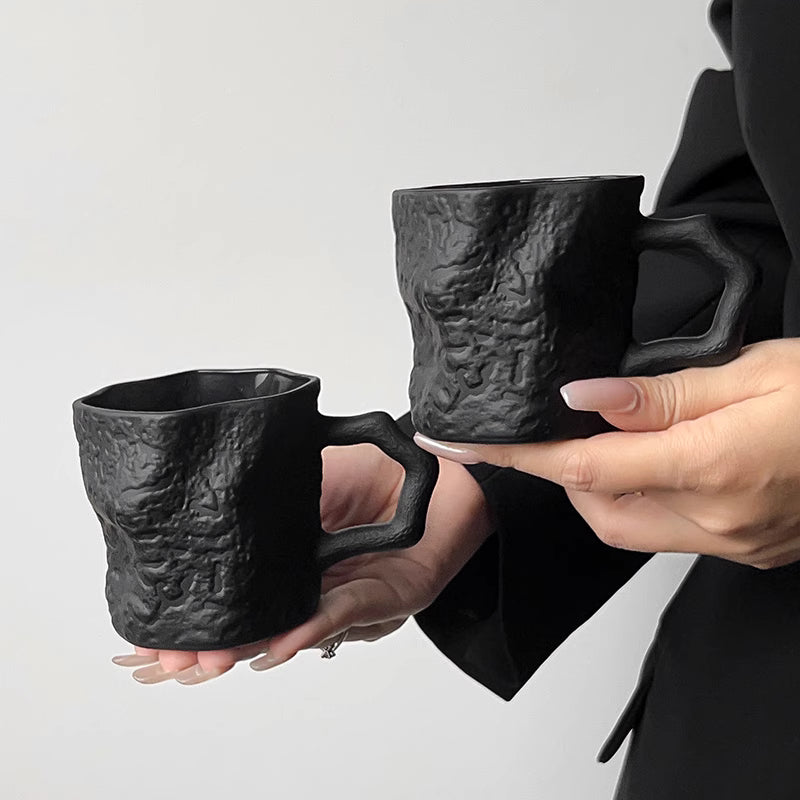 Obsidian Black Irregular Mug