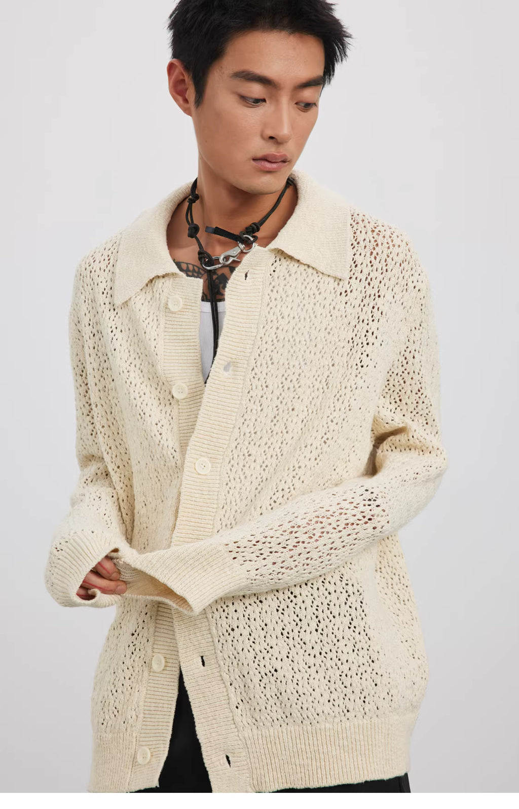 Raschel Matrix Knit Transitional Cardigan