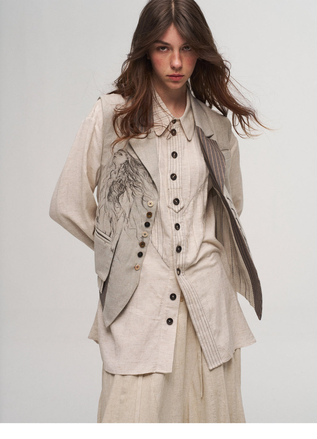 Dune Cascade Linen Skirt