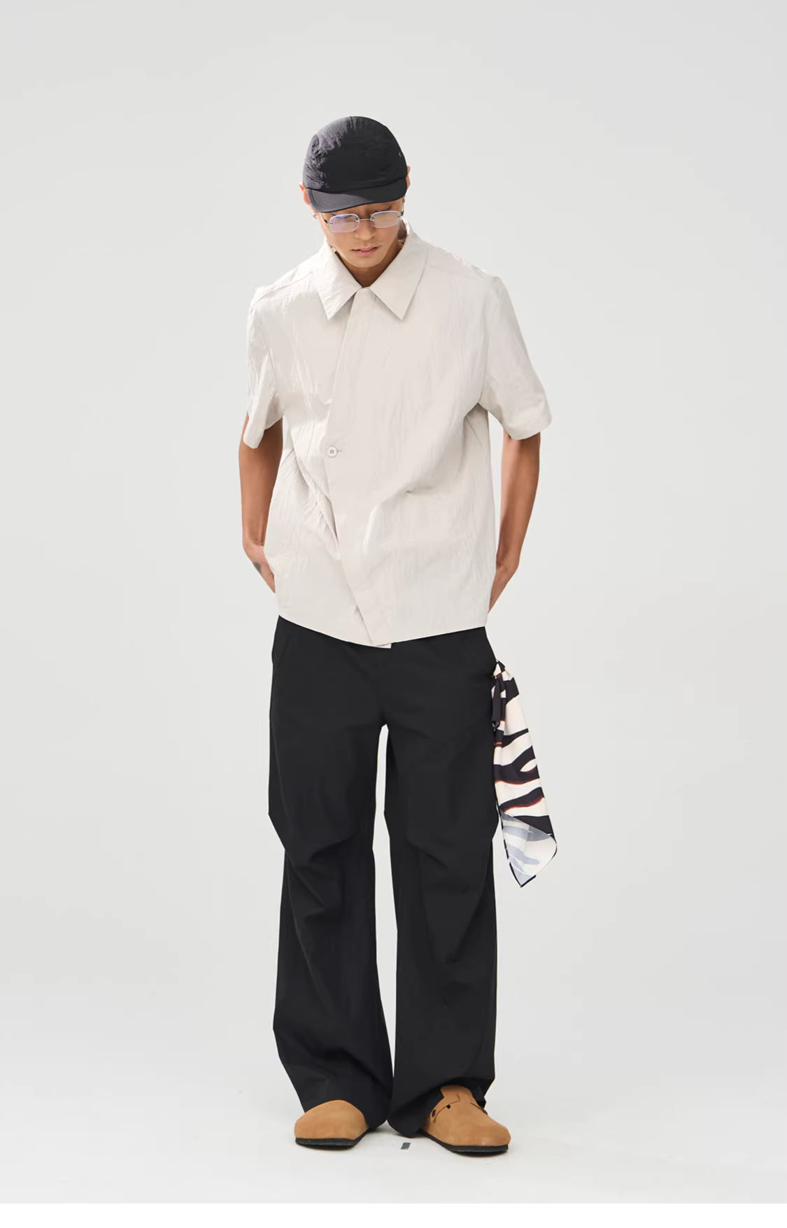 Technical Asymmetric Double-Breasted Shirt